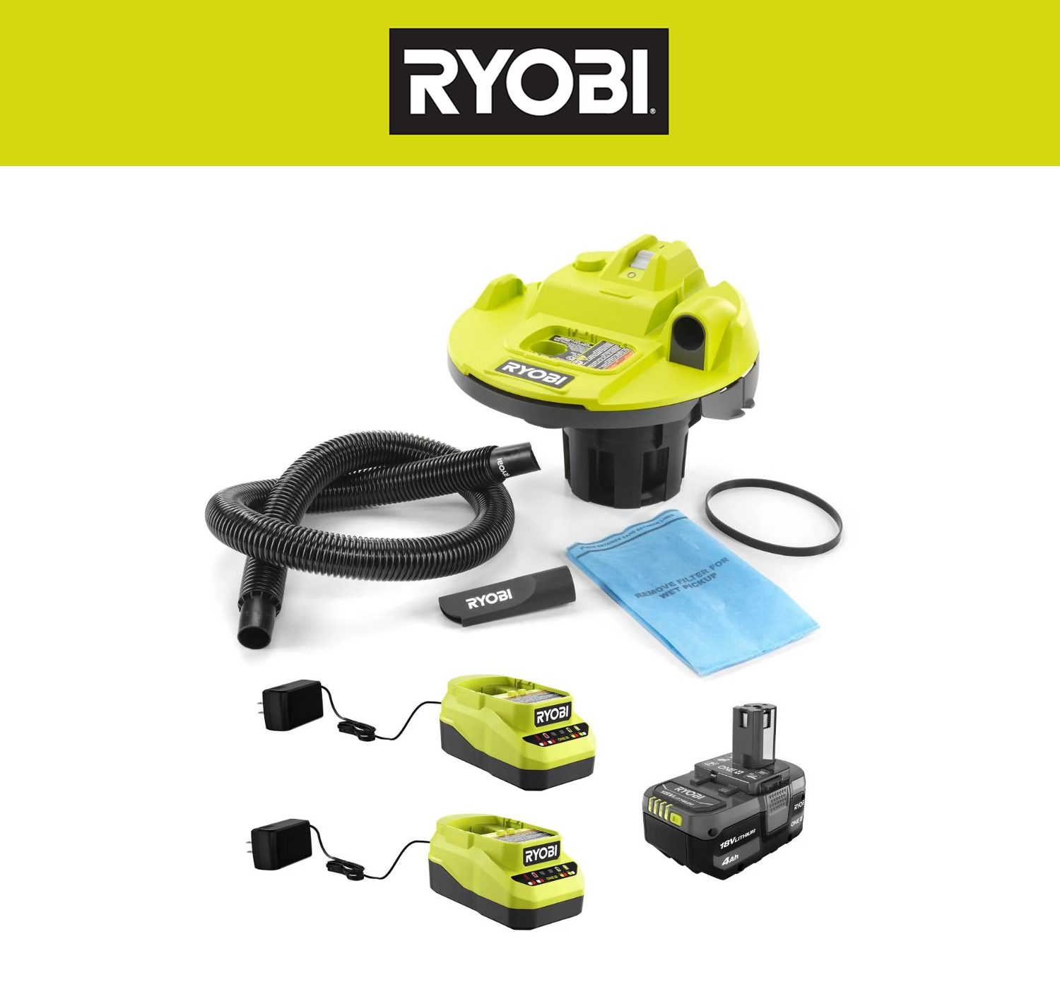 2 db 18 V-os akkumulátor + gyorstöltő + 5 db fúvóka + 10 db szűrő